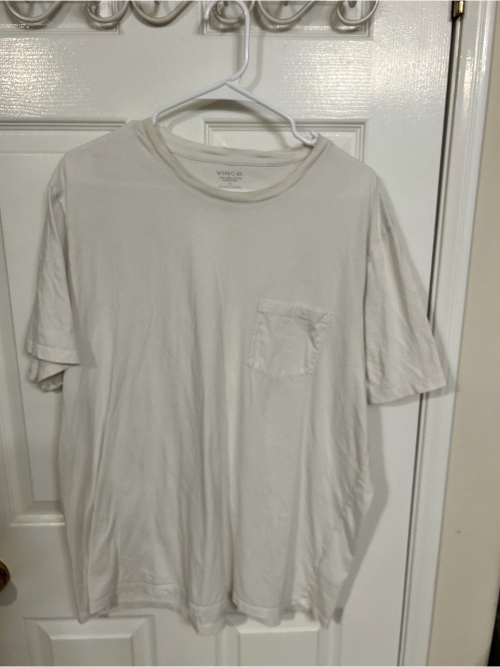 Vince Men’s 100% Pima Cotton Short-Sleeve Pocket Tee in White Size XL